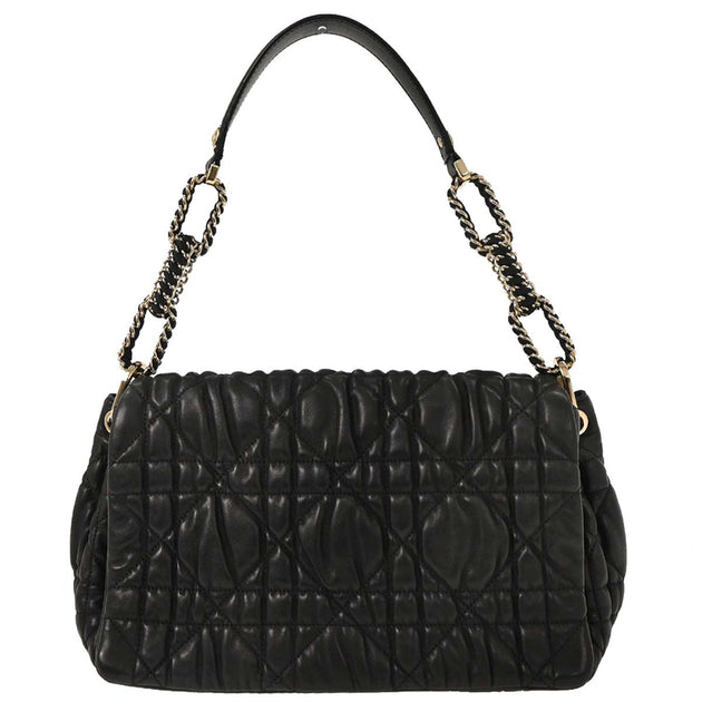 Christian Dior Black Lambskin Cannage Handbag 15-BO-0160 177557