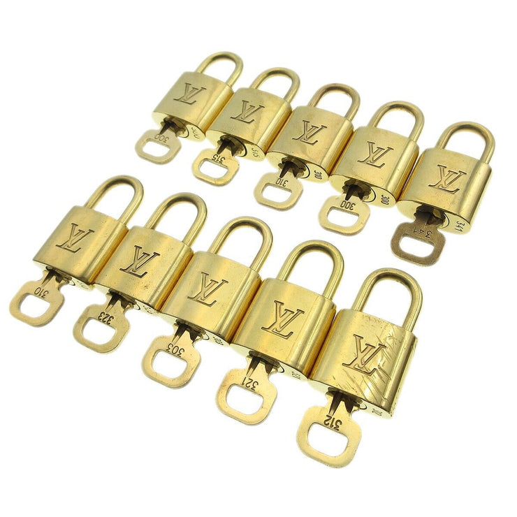 LOUIS VUITTON Padlock & Key Bag Accessories Charm 10 Piece Set Gold 43102