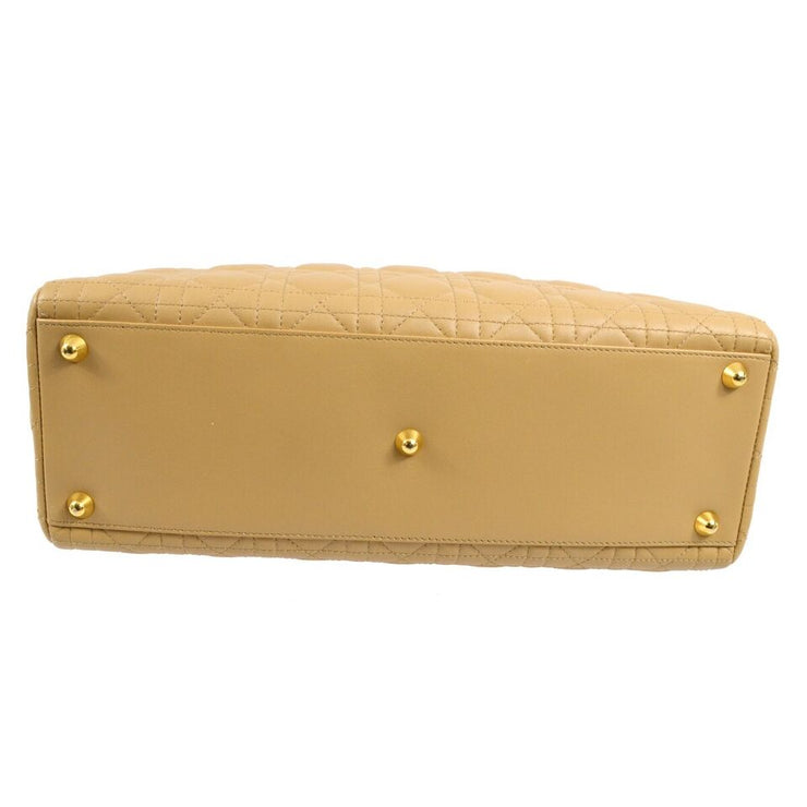 Christian Dior Beige Lambskin Lady Dior Cannage 2way Handbag MA-1919 151782