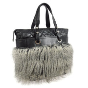 Chanel Black Fur Lambskin Paris-Biarritz Tote Handbag 161293