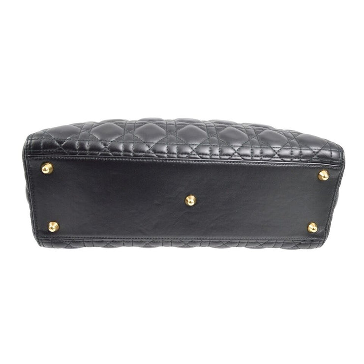 Christian Dior Black Lambskin Lady Dior Cannage 2way Handbag 18-MA-0138 122746