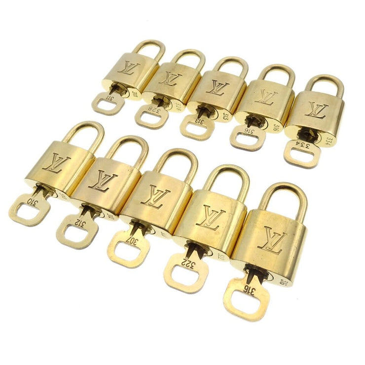 LOUIS VUITTON Padlock & Key Bag Accessories Charm 10 Piece Set Gold 43298