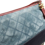 Chanel Blue Black Suede Lambskin Gabrielle Shoulder Bag 191277