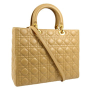 Christian Dior Beige Lambskin Lady Dior Cannage 2way Handbag MA-1919 151782
