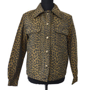 FENDI Vintage Leopard Pattern Long Sleeve Jacket Brown Black AK31694d