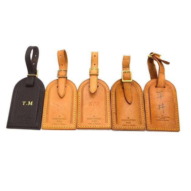 LOUIS VUITTON Name Tag 5 Set Brown Leather Bag Accessories 62877 – brand-jfa