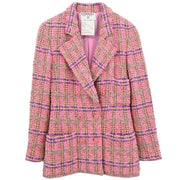 Chanel Double Breasted Jacket Tweed Pink 94A #36 110441