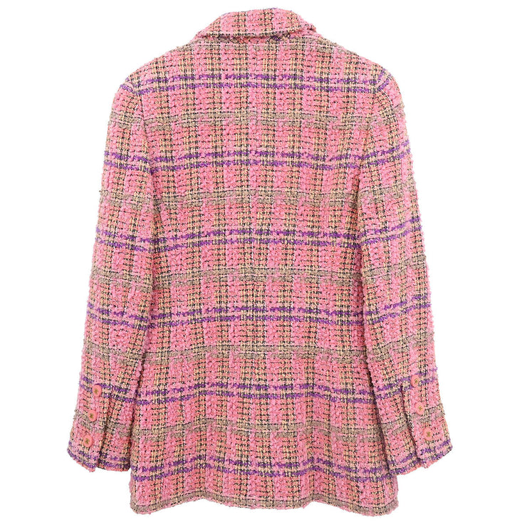 Chanel Double Breasted Jacket Tweed Pink 94A #36 110441
