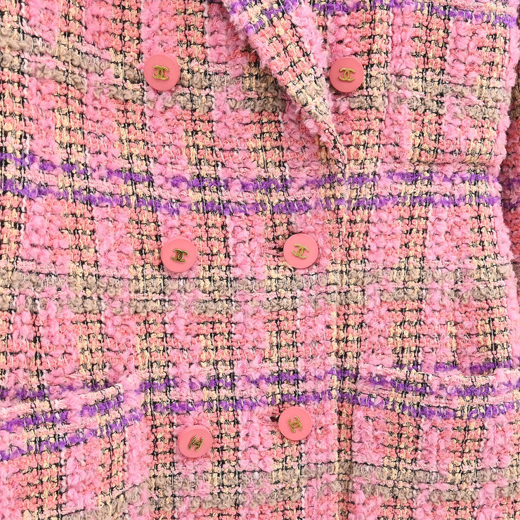 Chanel Double Breasted Jacket Tweed Pink 94A #36 110441