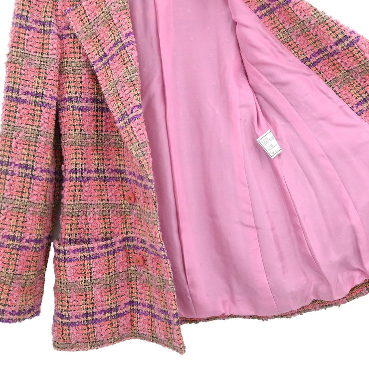 Chanel Double Breasted Jacket Tweed Pink 94A #36 110441