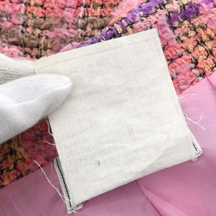 Chanel Double Breasted Jacket Tweed Pink 94A #36 110441