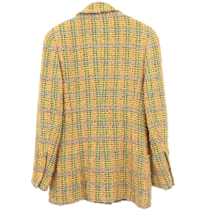 Chanel Double Breasted Jacket Tweed Yellow 94A #36 112267