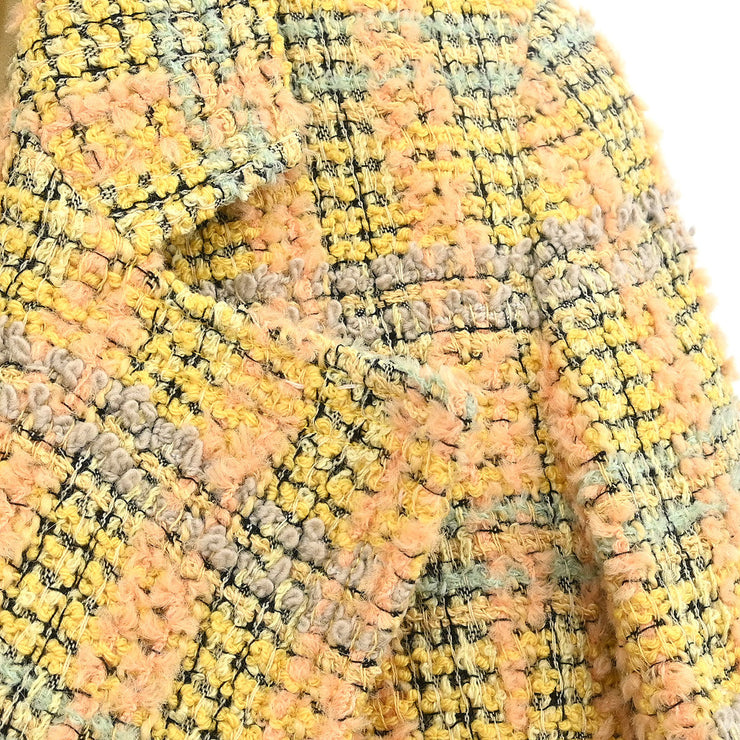 Chanel Double Breasted Jacket Tweed Yellow 94A #36 112267