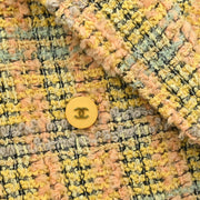 Chanel Double Breasted Jacket Tweed Yellow 94A #36 112267