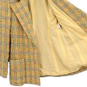 Chanel Double Breasted Jacket Tweed Yellow 94A #36 112267