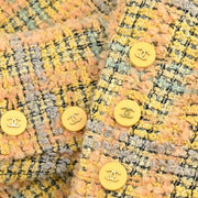 Chanel Double Breasted Jacket Tweed Yellow 94A #36 112267