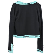 Chanel Ensemble Cardigan Short Sleeve Top Black CR95 #42 112287