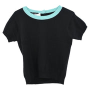 Chanel Ensemble Cardigan Short Sleeve Top Black CR95 #42 112287