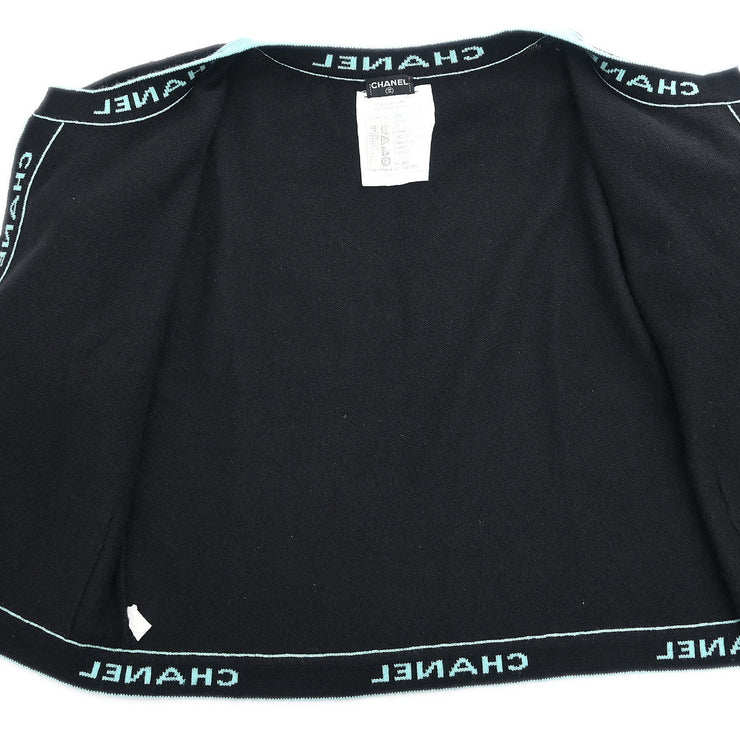 Chanel Ensemble Cardigan Short Sleeve Top Black CR95 #42 112287