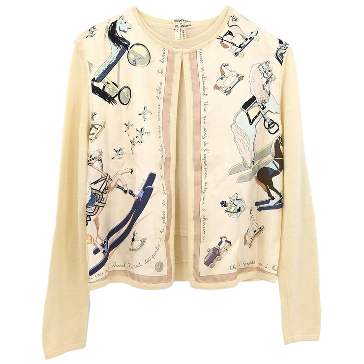 Hermes Ensemble Cardigan Sleeveless Top Off-white #XS 114419