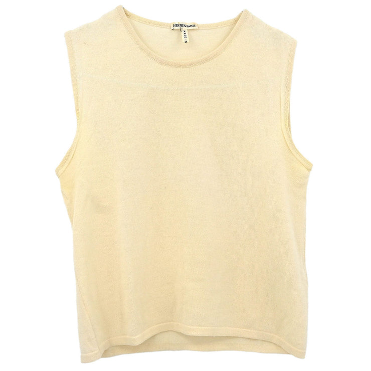 Hermes Ensemble Cardigan Sleeveless Top Off-white #XS 114419