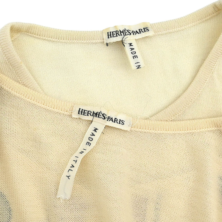 Hermes Ensemble Cardigan Sleeveless Top Off-white #XS 114419