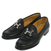 Hermes * Loafers Shoes Black Leather #36 114500
