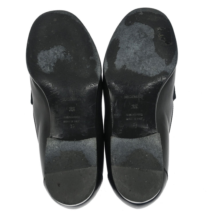 Hermes * Loafers Shoes Black Leather #36 114500
