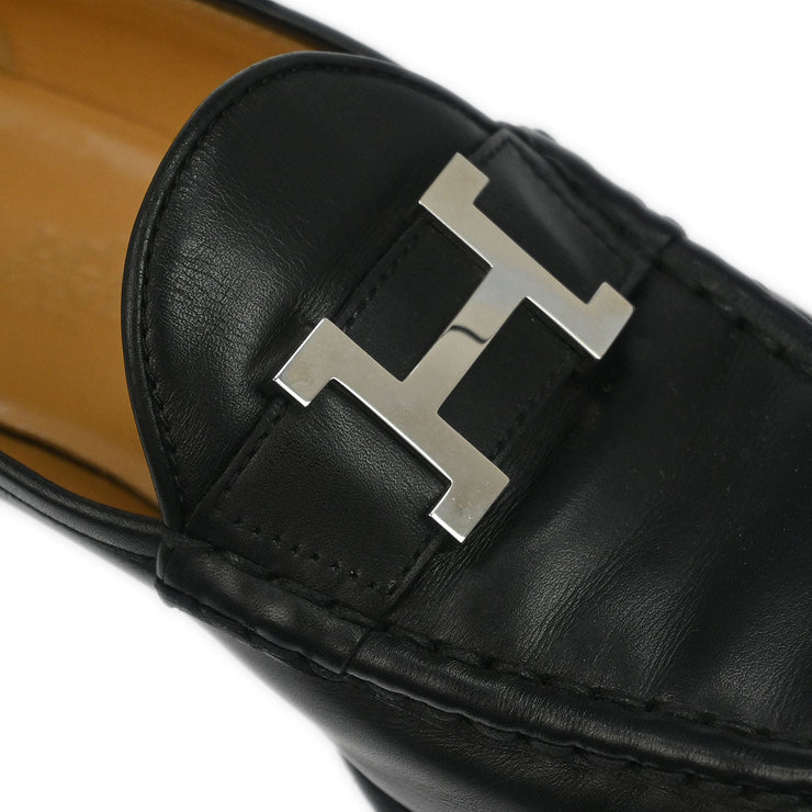 Hermes * Loafers Shoes Black Leather #36 114500