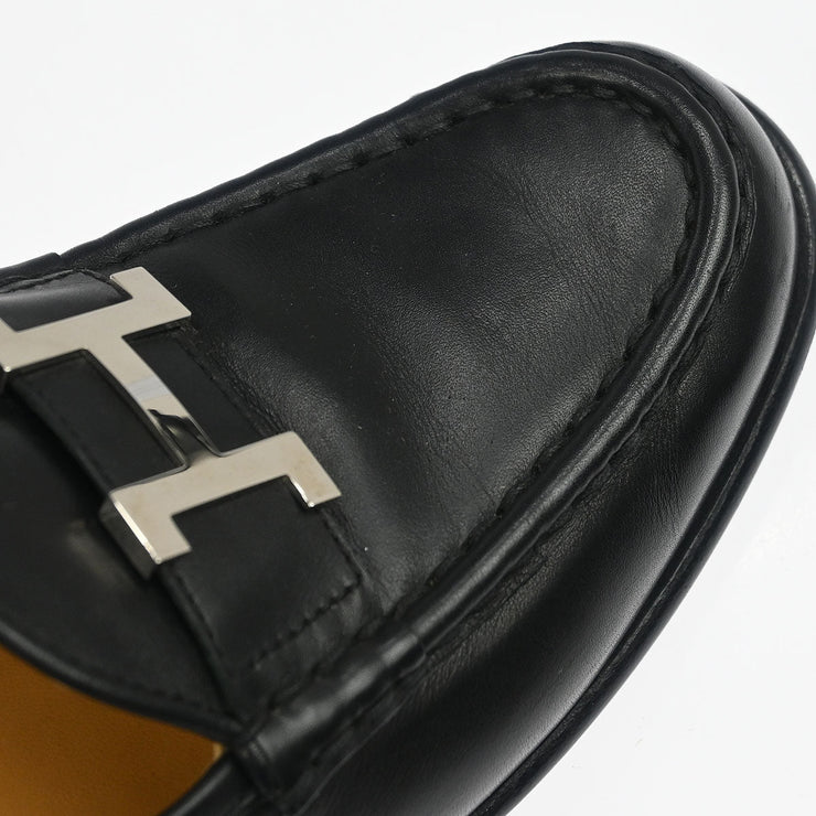 Hermes * Loafers Shoes Black Leather #36 114500