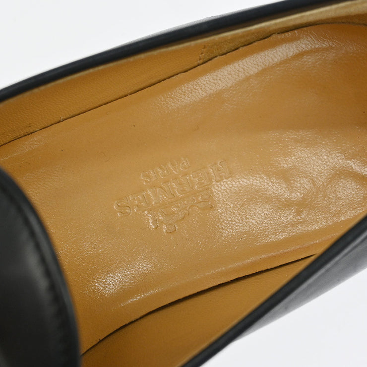 Hermes * Loafers Shoes Black Leather #36 114500