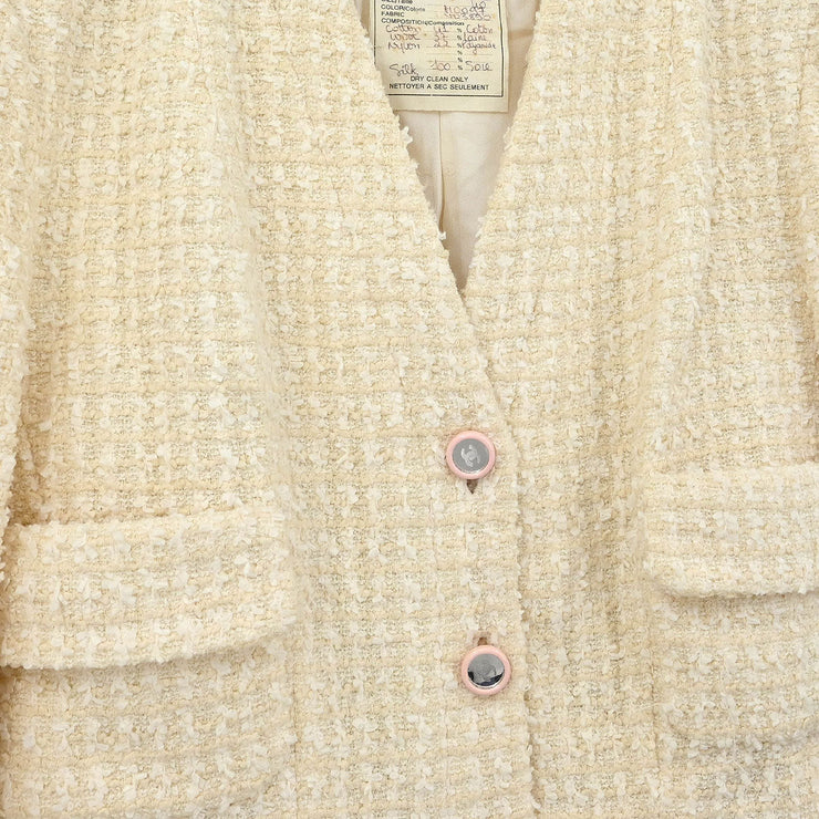 Chanel Setup Suit Jacket Skirt White 95C #40 114513