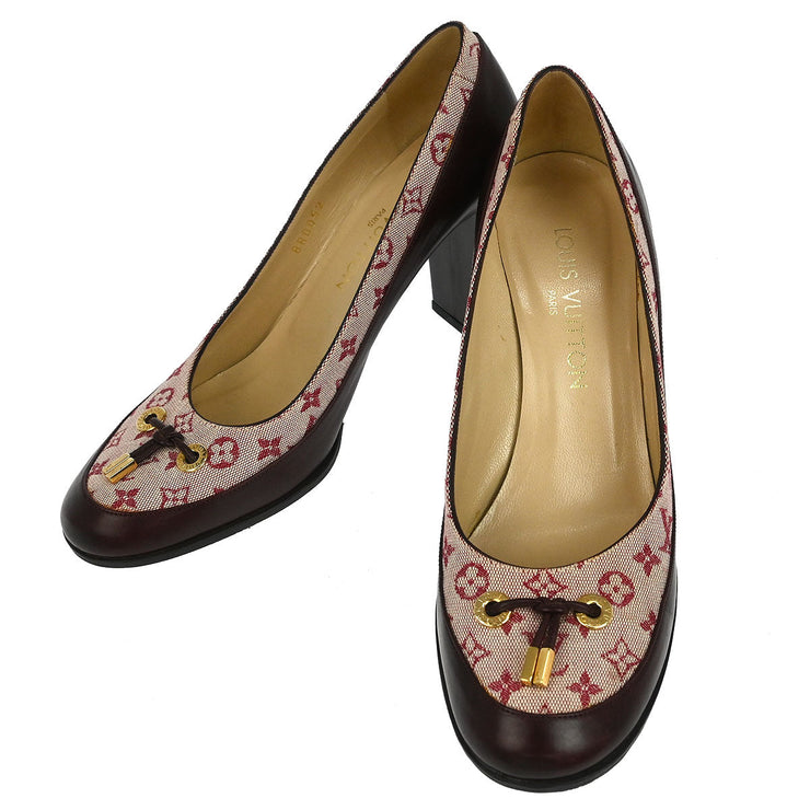 Louis Vuitton * Pumps Shoes Bordeaux Leather BR0052 #36 114598