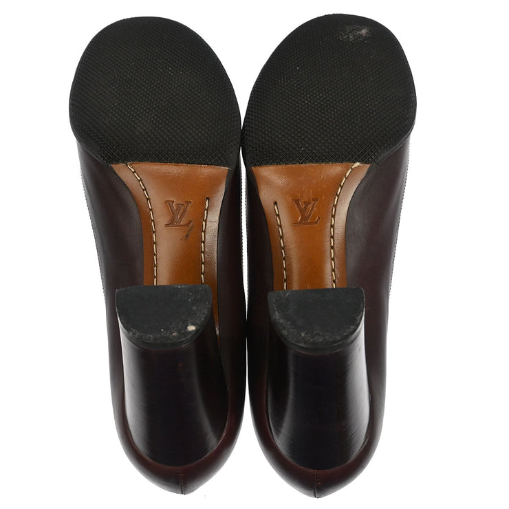 Louis Vuitton * Pumps Shoes Bordeaux Leather BR0052 #36 114598