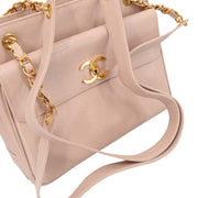 Chanel Light Pink Calfskin Tote Shoulder Bag 115661