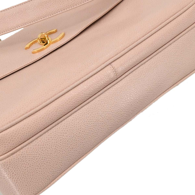 Chanel Light Pink Calfskin Tote Shoulder Bag 115661