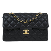Chanel Black Lambskin Small Classic Double Flap Shoulder Bag 115667