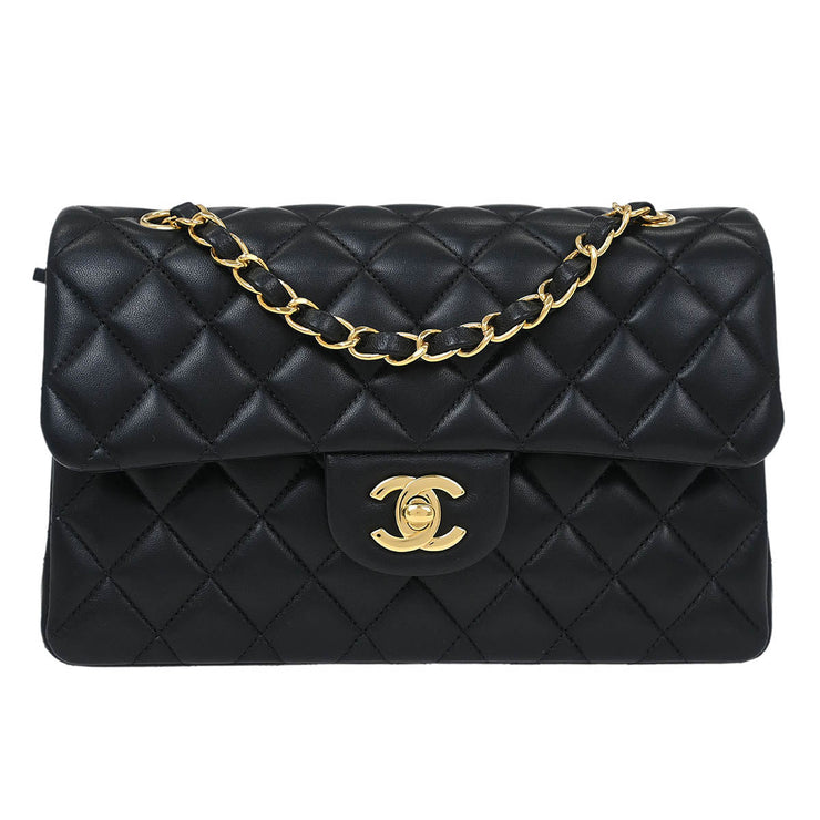 Chanel Black Lambskin Small Classic Double Flap Shoulder Bag 115667