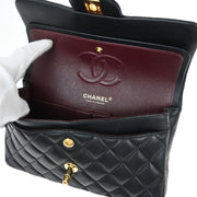 Chanel Black Lambskin Small Classic Double Flap Shoulder Bag 115667