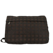 Chanel Brown Jacquard Nylon Travel Line Shoulder Bag 115677