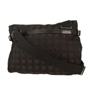 Chanel Brown Jacquard Nylon Travel Line Shoulder Bag 115677