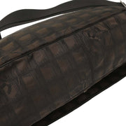 Chanel Brown Jacquard Nylon Travel Line Shoulder Bag 115677