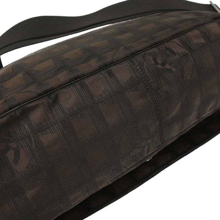 Chanel Brown Jacquard Nylon Travel Line Shoulder Bag 115677