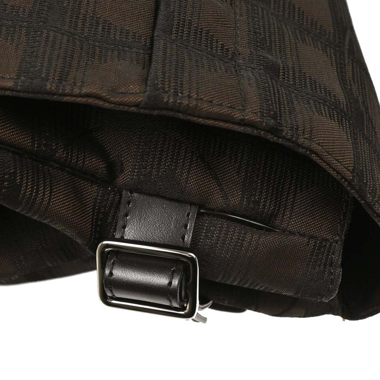 Chanel Brown Jacquard Nylon Travel Line Shoulder Bag 115677