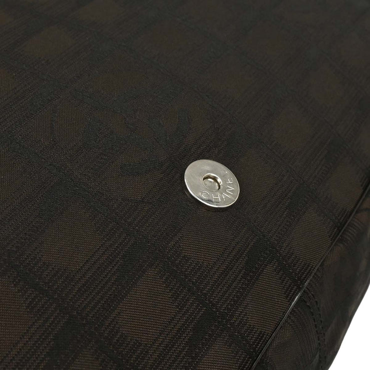 Chanel Brown Jacquard Nylon Travel Line Shoulder Bag 115677