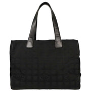 Chanel Black Jacquard Nylon Travel Line Tote Handbag 115678