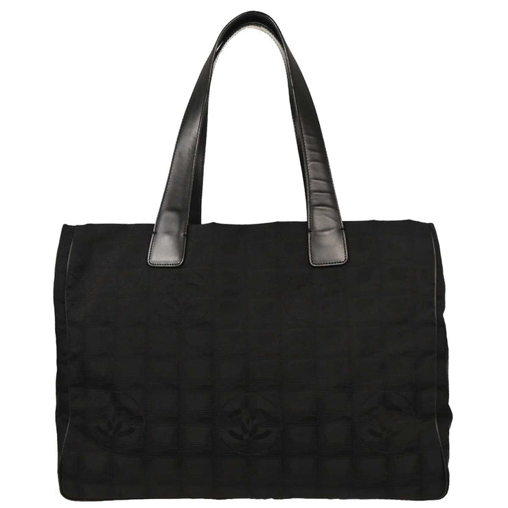 Chanel Black Jacquard Nylon Travel Line Tote Handbag 115678