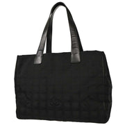Chanel Black Jacquard Nylon Travel Line Tote Handbag 115678
