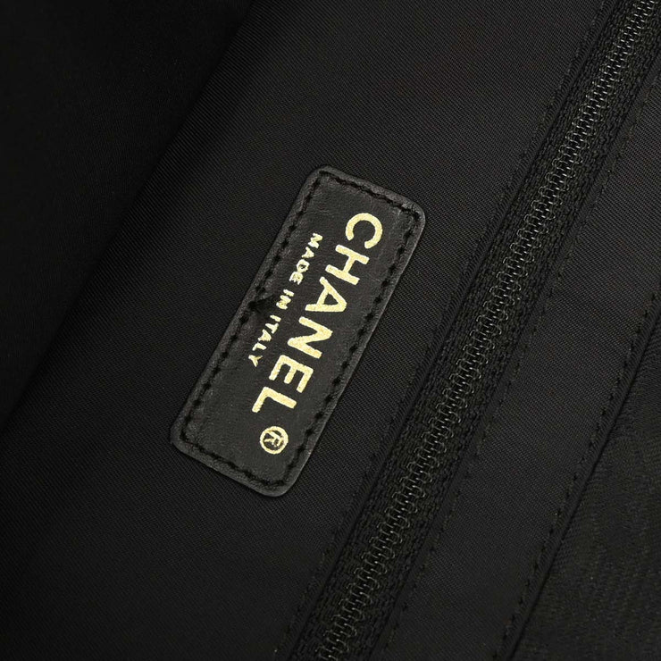 Chanel Black Jacquard Nylon Travel Line Tote Handbag 115678