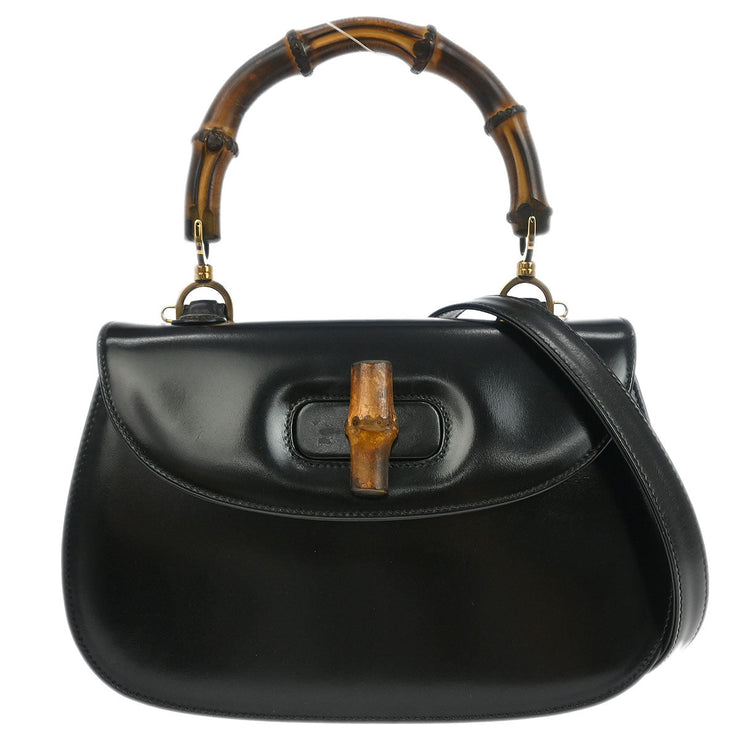 Gucci Black Bamboo 2way Handbag 000.1364.0633 115692
